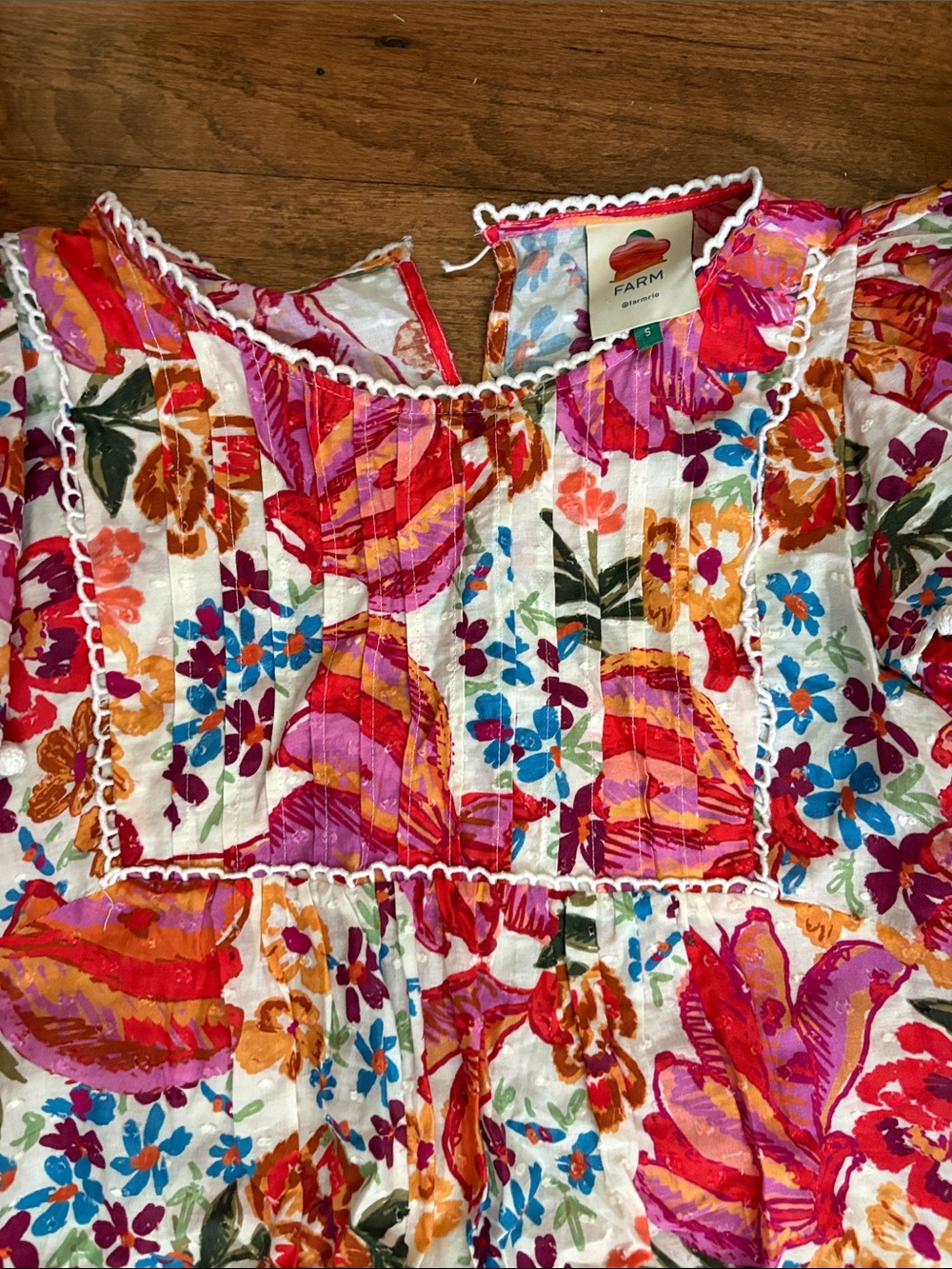 FARM Rio Floral Multicolor Smocked Skirt Set - Pink, Red, Orange, Blue - Picture 4 of 5